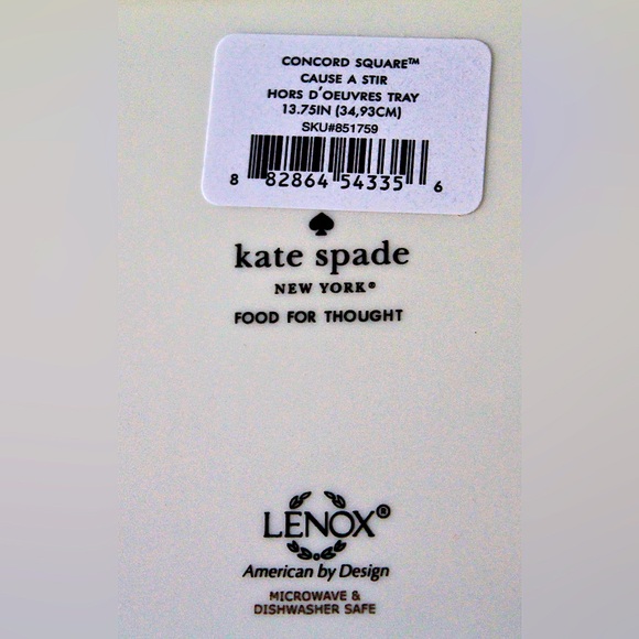 KATE SPADE NEW YORK LENOX HORS D’OEUVRES TRAY NEW CONCORD SQUARE CAUSE A STIR - Picture 8 of 8
